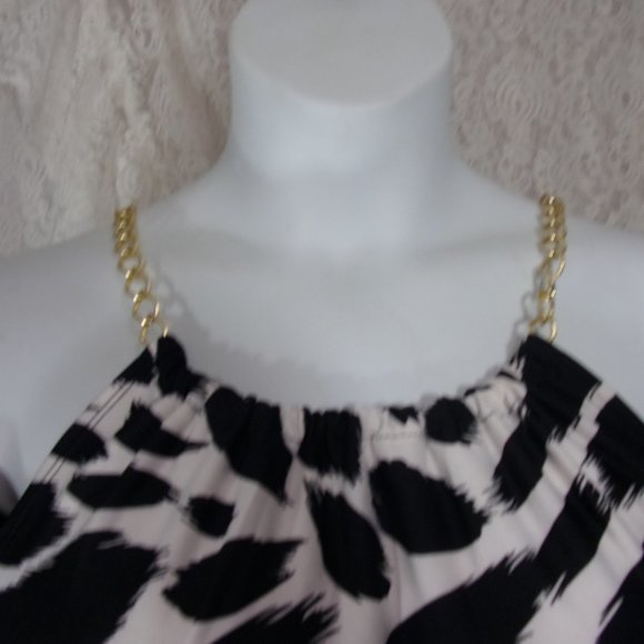 Melissa Paige Cold Shoulder Plus Knit Top Blouse Leopard Print Black Red - Picture 7 of 10